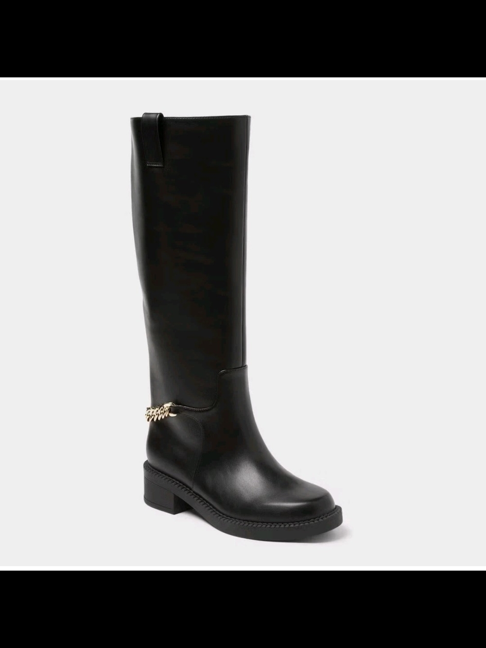 a new day Black Knee-High Bobbi Boot with Gold Chain Accent